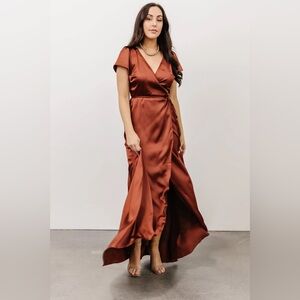 Baltic Born Rust Satin Wrap Dress